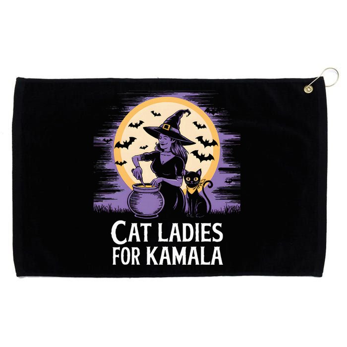 Cat Ladies For Kamala Harris 2024 Witches Harris Halloween Grommeted Golf Towel