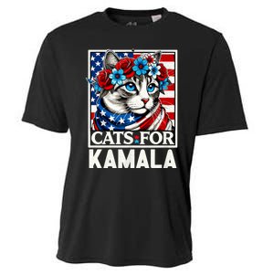 Cat Ladies For Kamala Funny Cat 2024 President Kamala Harris Cooling Performance Crew T-Shirt