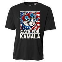 Cat Ladies For Kamala Funny Cat 2024 President Kamala Harris Cooling Performance Crew T-Shirt