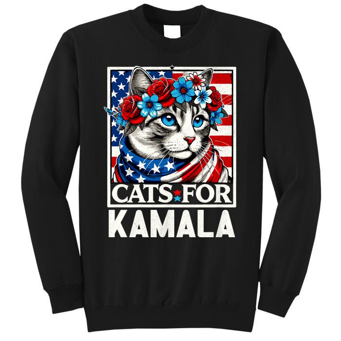 Cat Ladies For Kamala Funny Cat 2024 President Kamala Harris Sweatshirt