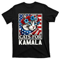 Cat Ladies For Kamala Funny Cat 2024 President Kamala Harris T-Shirt