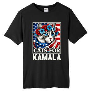 Cat Ladies For Kamala Funny Cat 2024 President Kamala Harris Tall Fusion ChromaSoft Performance T-Shirt