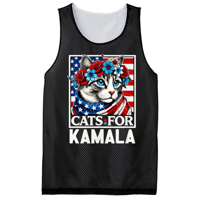 Cat Ladies For Kamala Funny Cat 2024 President Kamala Harris Mesh Reversible Basketball Jersey Tank