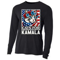 Cat Ladies For Kamala Funny Cat 2024 President Kamala Harris Cooling Performance Long Sleeve Crew