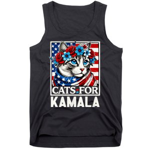 Cat Ladies For Kamala Funny Cat 2024 President Kamala Harris Tank Top