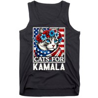 Cat Ladies For Kamala Funny Cat 2024 President Kamala Harris Tank Top