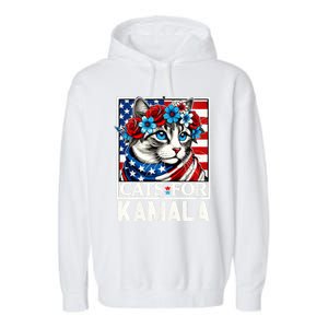 Cat Ladies For Kamala Funny Cat 2024 President Kamala Harris Garment-Dyed Fleece Hoodie