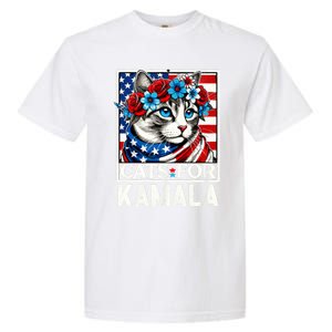 Cat Ladies For Kamala Funny Cat 2024 President Kamala Harris Garment-Dyed Heavyweight T-Shirt