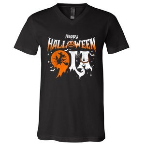 Comma La Funny Kamala Harris Halloween Pumpkin V-Neck T-Shirt