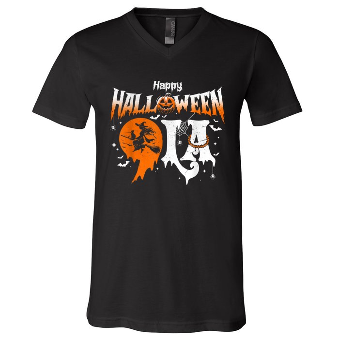 Comma La Funny Kamala Harris Halloween Pumpkin V-Neck T-Shirt