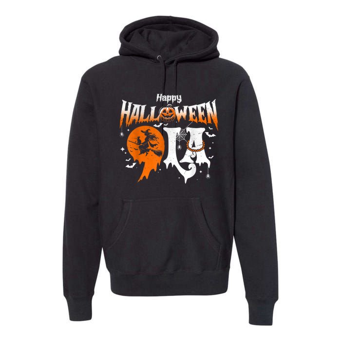 Comma La Funny Kamala Harris Halloween Pumpkin Premium Hoodie