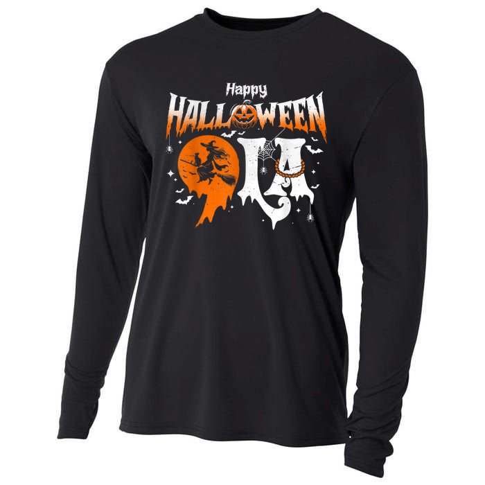 Comma La Funny Kamala Harris Halloween Pumpkin Cooling Performance Long Sleeve Crew