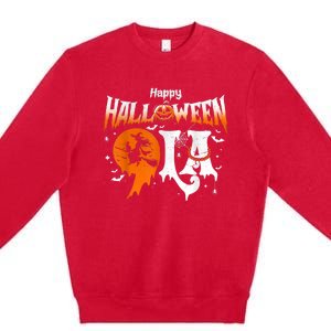 Comma La Funny Kamala Harris Halloween Pumpkin Premium Crewneck Sweatshirt