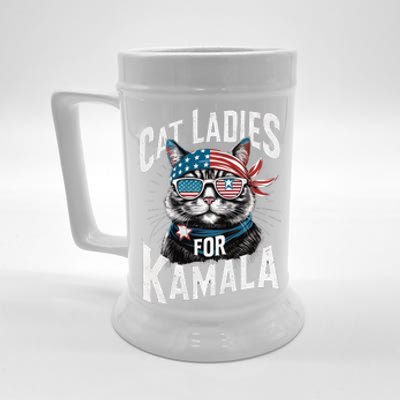 Cat Ladies For Kamala 2024 President Kamala Harris Beer Stein