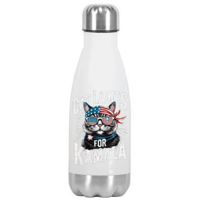 Cat Ladies For Kamala 2024 President Kamala Harris Stainless Steel Insulated Water Bottle