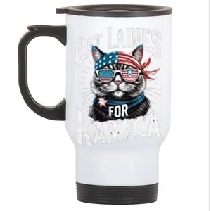 Cat Ladies For Kamala 2024 President Kamala Harris Stainless Steel Travel Mug