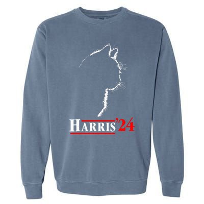 Cat Ladies For Kamala Funny Cat 2024 President Kamalaharris Garment-Dyed Sweatshirt