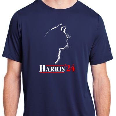 Cat Ladies For Kamala Funny Cat 2024 President Kamalaharris Adult ChromaSoft Performance T-Shirt