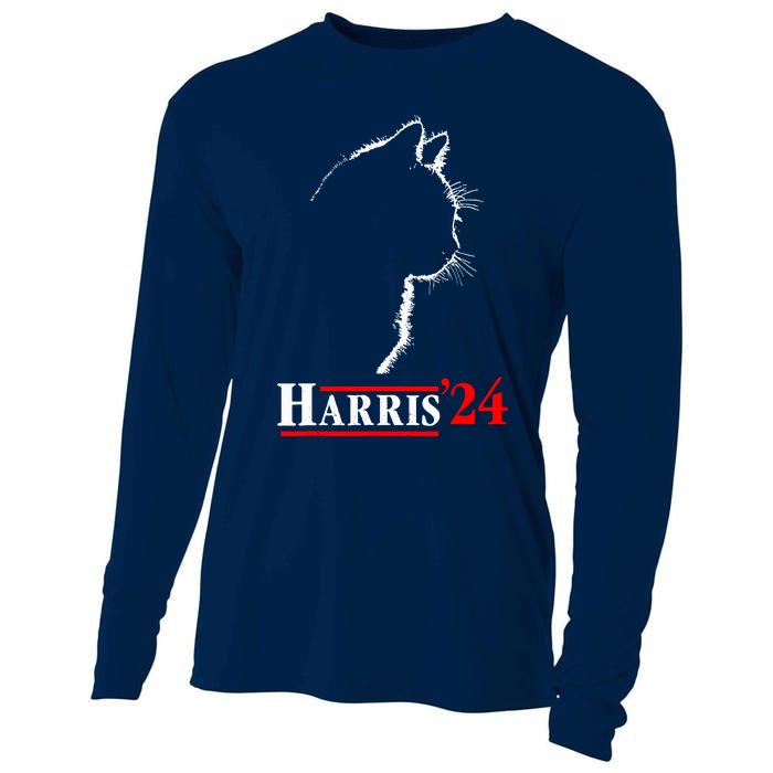 Cat Ladies For Kamala Funny Cat 2024 President Kamalaharris Cooling Performance Long Sleeve Crew