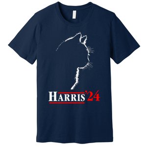 Cat Ladies For Kamala Funny Cat 2024 President Kamalaharris Premium T-Shirt