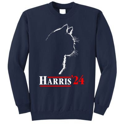 Cat Ladies For Kamala Funny Cat 2024 President Kamalaharris Tall Sweatshirt