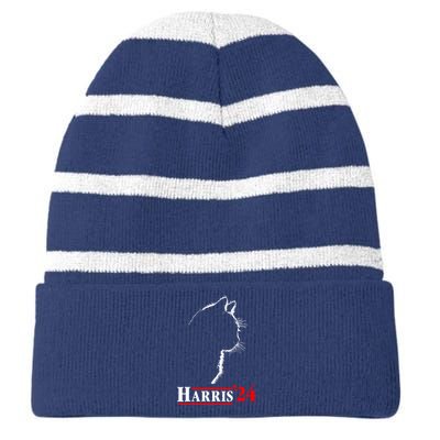 Cat Ladies For Kamala Funny Cat 2024 President Kamalaharris Striped Beanie with Solid Band