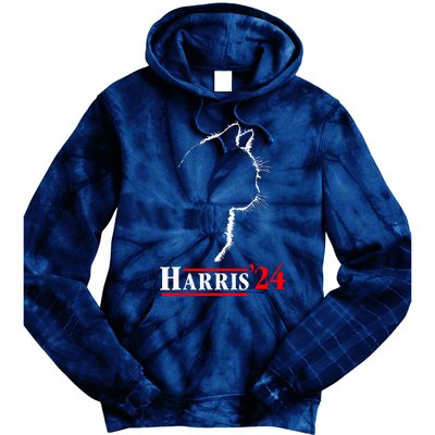 Cat Ladies For Kamala Funny Cat 2024 President Kamalaharris Tie Dye Hoodie