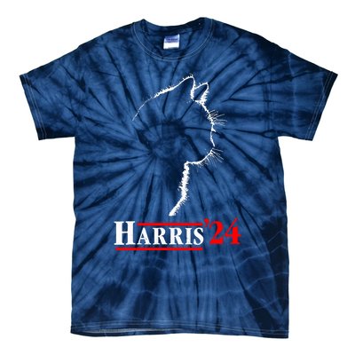 Cat Ladies For Kamala Funny Cat 2024 President Kamalaharris Tie-Dye T-Shirt