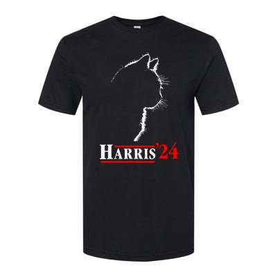 Cat Ladies For Kamala Funny Cat 2024 President Kamalaharris Softstyle® CVC T-Shirt