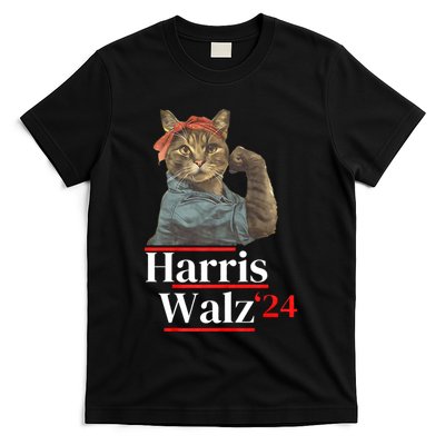 Cat Ladies For Kamala Walz Funny Cat 2024 President T-Shirt