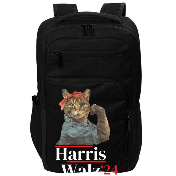 Cat Ladies For Kamala Walz Funny Cat 2024 President Impact Tech Backpack