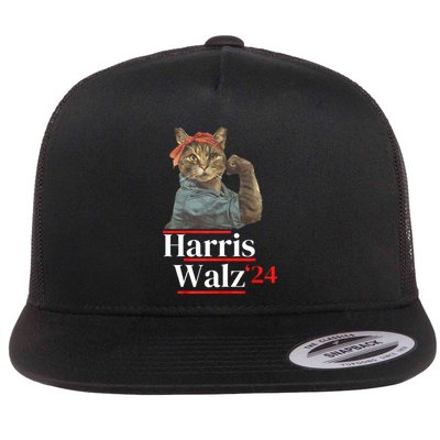 Cat Ladies For Kamala Walz Funny Cat 2024 President Flatbill Hat