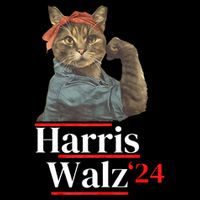 Cat Ladies For Kamala Walz Funny Cat 2024 President 16 in Basic Backpack