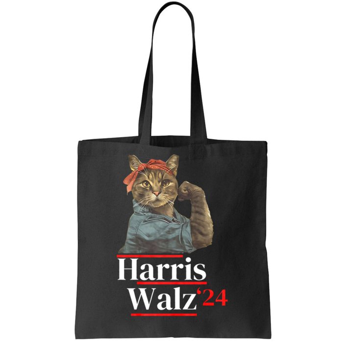 Cat Ladies For Kamala Walz Funny Cat 2024 President Tote Bag