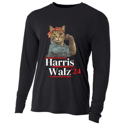 Cat Ladies For Kamala Walz Funny Cat 2024 President Cooling Performance Long Sleeve Crew