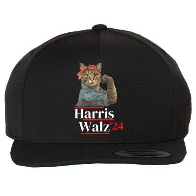 Cat Ladies For Kamala Walz Funny Cat 2024 President Wool Snapback Cap