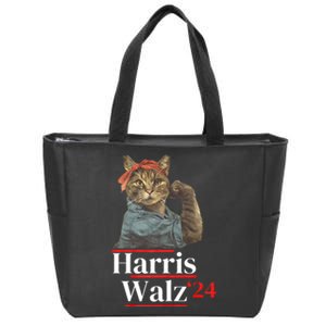 Cat Ladies For Kamala Walz Funny Cat 2024 President Zip Tote Bag