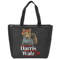 Cat Ladies For Kamala Walz Funny Cat 2024 President Zip Tote Bag