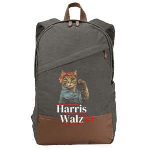 Cat Ladies For Kamala Walz Funny Cat 2024 President Cotton Canvas Backpack