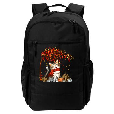 Cat Leaf Fall Hello Autumn Cat Kitten Lover Thanksgiving Daily Commute Backpack