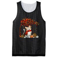 Cat Leaf Fall Hello Autumn Cat Kitten Lover Thanksgiving Mesh Reversible Basketball Jersey Tank