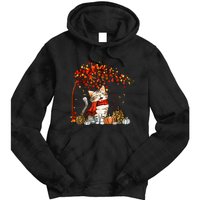 Cat Leaf Fall Hello Autumn Cat Kitten Lover Thanksgiving Tie Dye Hoodie