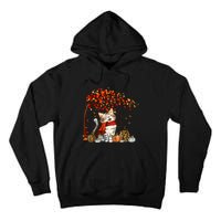 Cat Leaf Fall Hello Autumn Cat Kitten Lover Thanksgiving Tall Hoodie