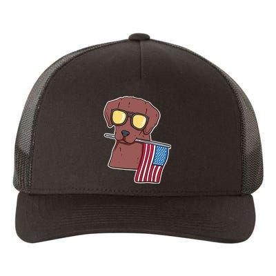 Chocolate Lab For 4th Of July Yupoong Adult 5-Panel Trucker Hat