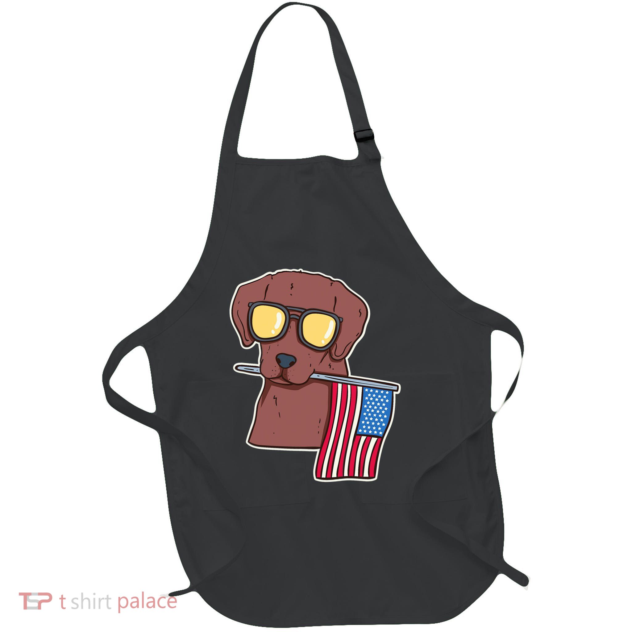 Chocolate Lab For 4th Of July Full-Length Apron With Pockets