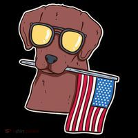 Chocolate Lab For 4th Of July Full-Length Apron With Pockets