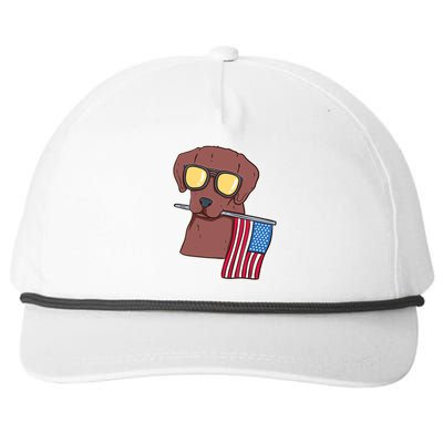 Chocolate Lab For 4th Of July Snapback Five-Panel Rope Hat