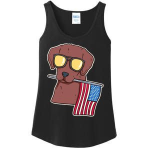 Chocolate Lab For 4th Of July Ladies Essential Tank