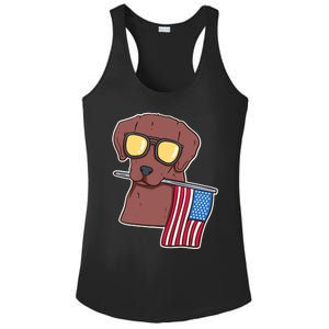 Chocolate Lab For 4th Of July Ladies PosiCharge Competitor Racerback Tank