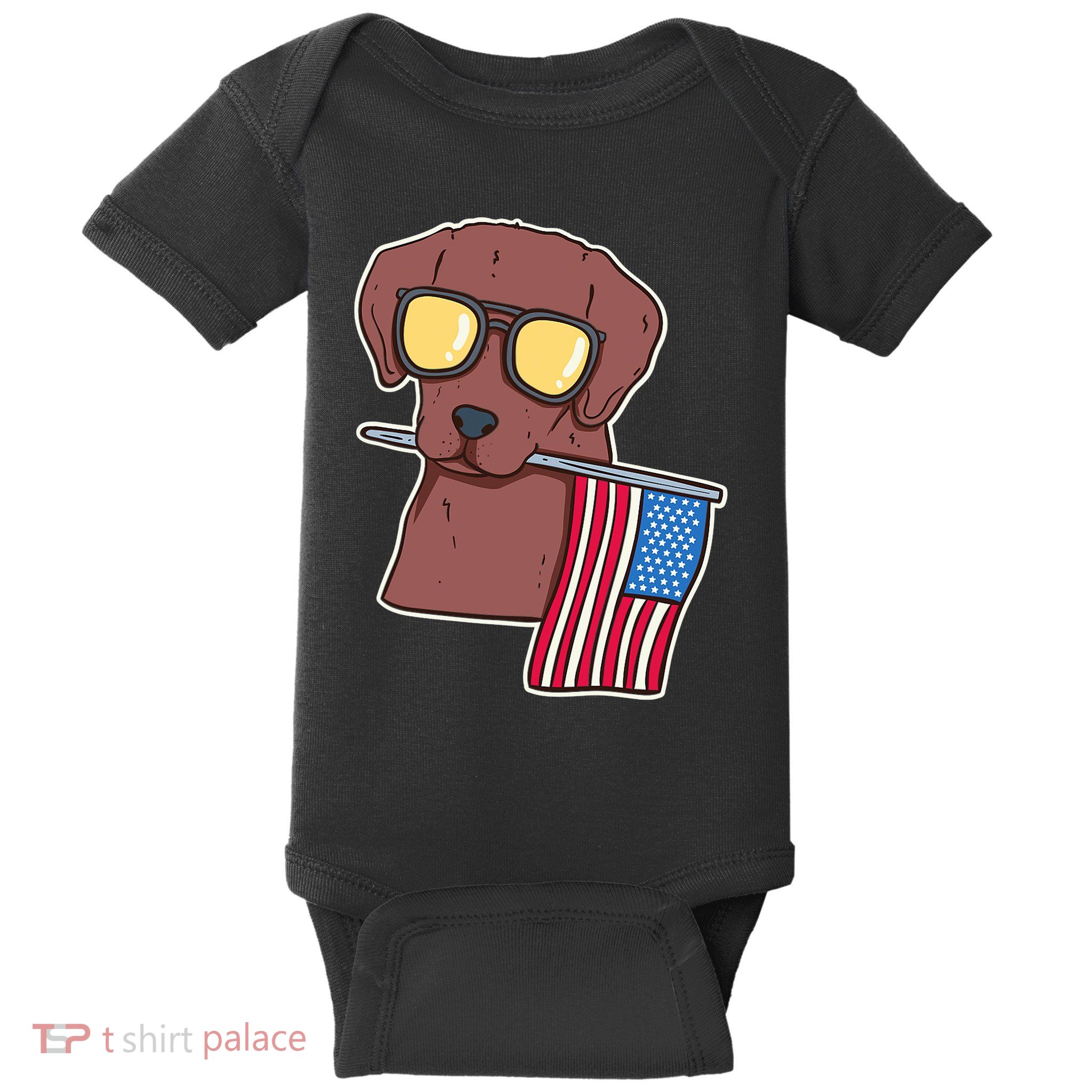 Chocolate Lab For 4th Of July Baby Bodysuit